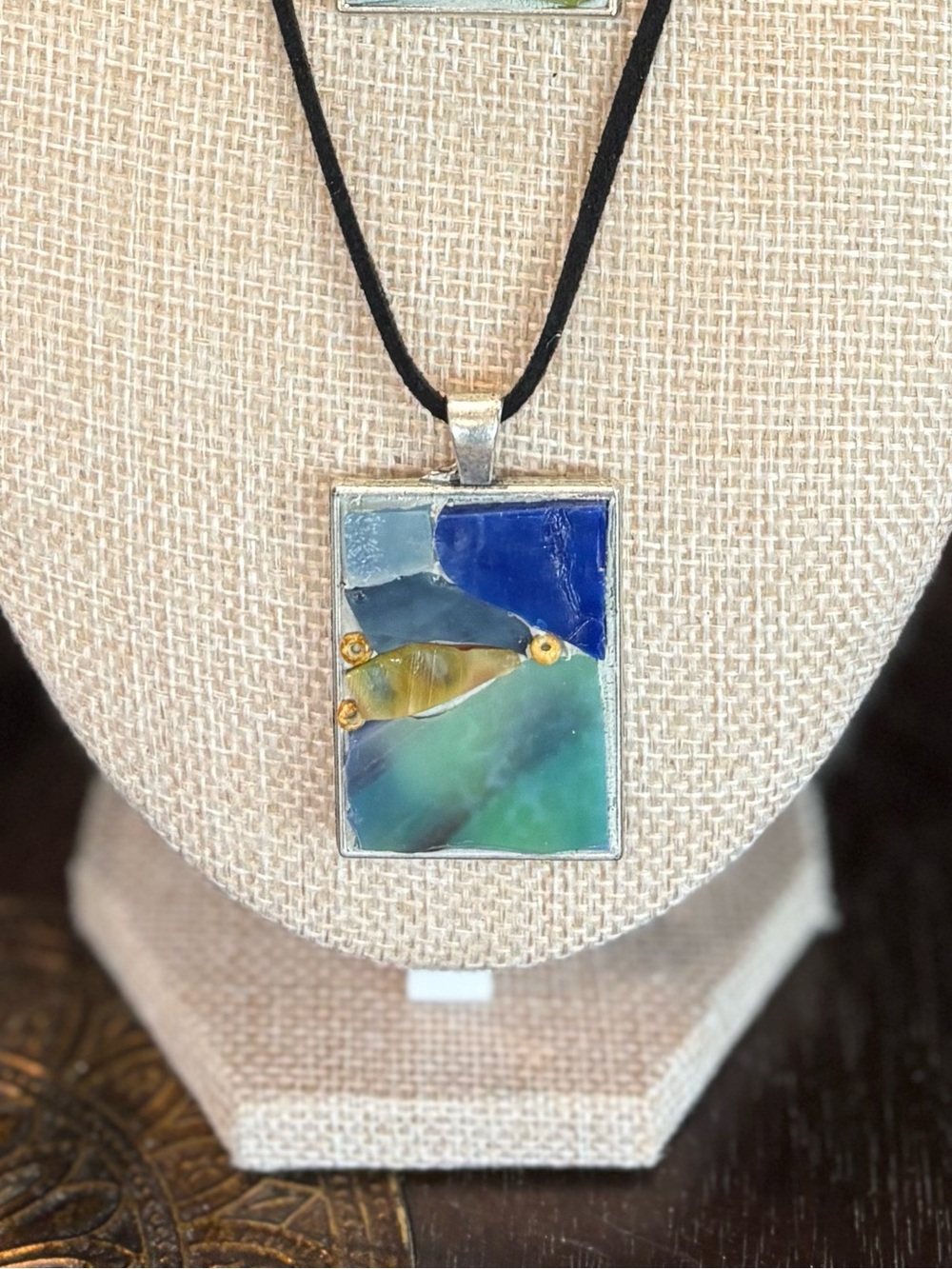 Handmade Multicolor Mosaic Pendant Necklace - Women Jewelry Handmade Artisan